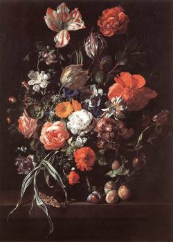 baroqueart:  Still-Life with Bouquet of Flowers and Plums by Rachel Ruysch 