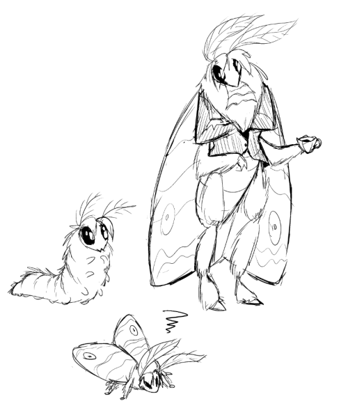 jeminy3: quick messy Mothworth doodles (plus his baby caterpillar form), based on this post by @hobo