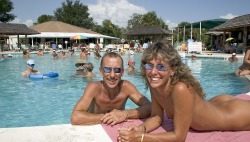 Relax after workout by the pool.