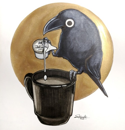 sabtastique:Good morning, Tumblr! Don’t forget to drink your CAWFEE today! ☕✨Day 15 of #inktober. Th