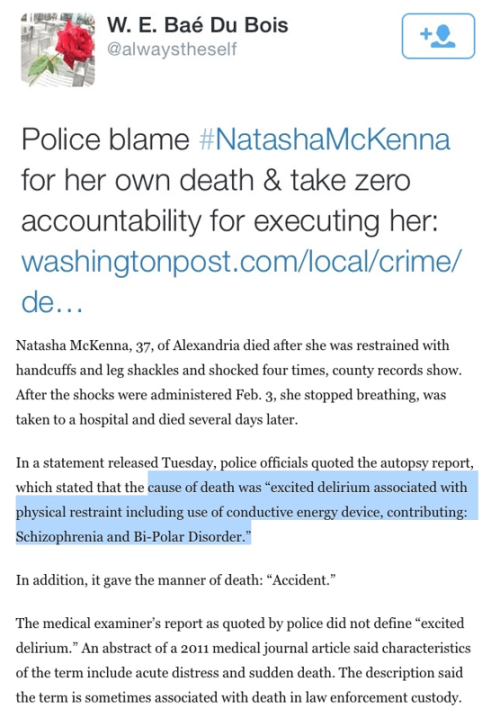 krxs10: MENTALLY ILL WOMAN TASED TO DEATH WHILE SHACKELED, BEATEN, AND HANDCUFFED Natasha Mckenna, a