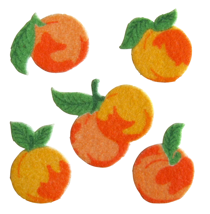 Transparent sticker images — Fuzzy peach stickers by Sandylion, 1980s.