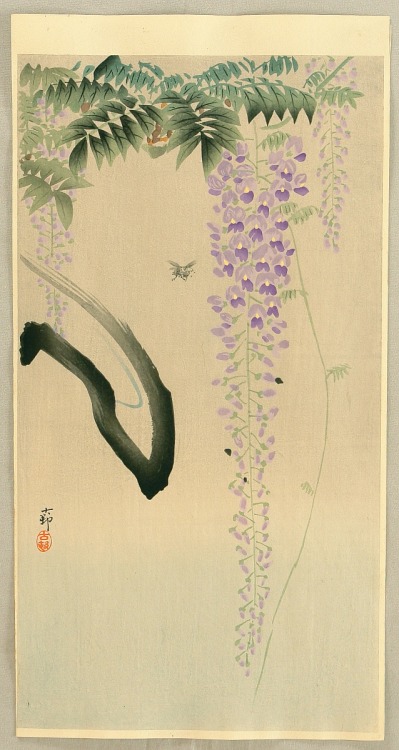 artemisdreaming:Wisteria and Bee, 1930’sOhara Koson