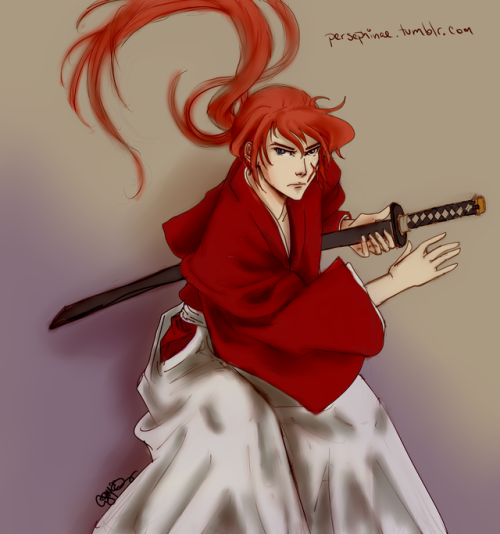 persephinae:“When I’m alone, tomorrow feels far away..”I tried drawing Kenshin in my style, i think 