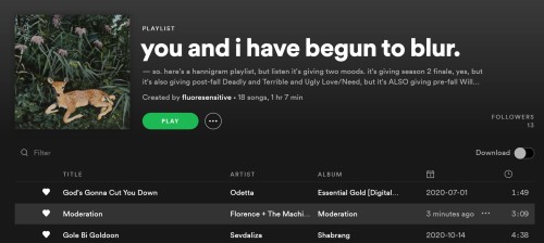 LISTEN / — So. Here’s A Hannigram Playlist, But Listen It’s Giving Two Moods. It’s Giving Season
