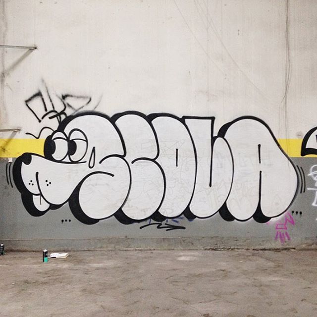 Fresh throw-up by @_skola — #graffiti