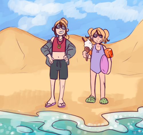 Haven’t draw anything for my au in a long time so I drew the girls on the beach cause I moved recent