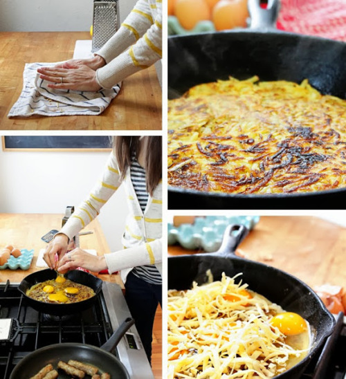 beautifulpicturesofhealthyfood:Baked Eggs with Crispy Hash Brown Crust. Only three ingredients: eggs