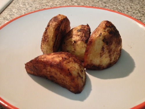 Chocolate Roast Potatoes Ingredients: Maris Piper potatoes Cocoa butter Cocoa powder Method: Peel an