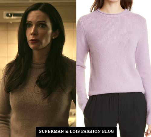  Who: Elizabeth Tulloch as Lois LaneWhat: Vince Roll Neck Cashmere Sweater in Lilac Stone - $179.97W