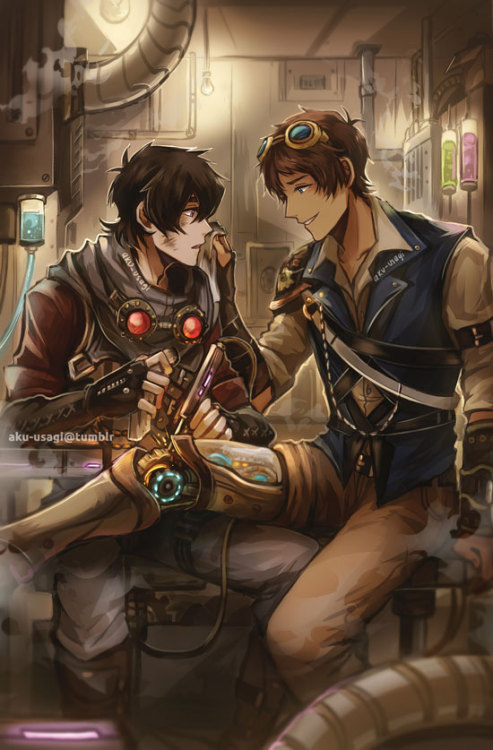 aku-usagi: my klance steampunk au piece for @emuyh-art ‘s klance zine! Ty for having meee