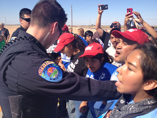 Actions today to stop ICE in Tucson (top, middle left) and Eloy (middle right, bottom). Immigrants a