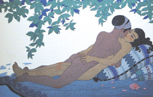 lespos: Illustrated scenes from Les Chansons de Bilitis, painted by Georges Barbier, 1922