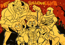 z0mbiraptor:  zkaijuraptor-deactivated2020012: Happy Halloween!!!  A quick sketch for my best and close friends wanted to see hot dads and their triplets in costumes!  Logan dressed up as Sabretooth from X-men!  And Zero dressed up as that badass awesome