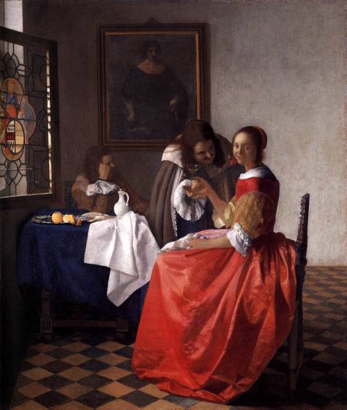 A Lady and Two Gentlemen, 1659, Johannes VermeerMedium: oil,canvas