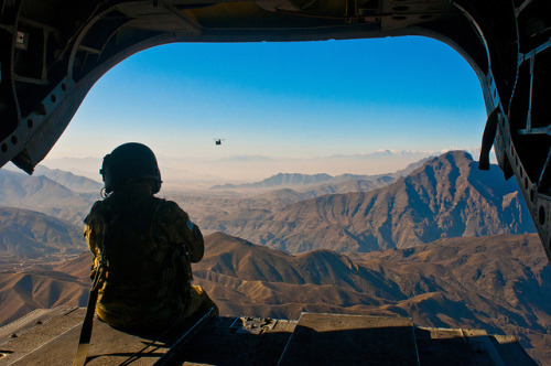 Afghanistan landscape by Spc. Ken Scar, 7th MPAD, The U.S. Army : U.S. Army Spc. Devon Boxa, 7-158th