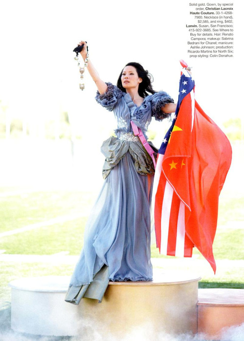 Lucy Liu models Olympic Fashion for Harper’s Bazaar (2008)