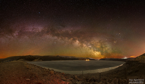 Milky Way over Rockport Reservoir, near Park City, Utah. [11361x6573] [OC]