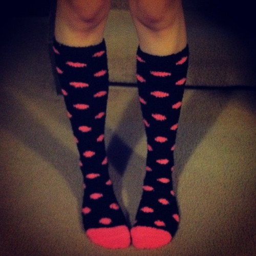 My new fuzzy socks :) they have those grip pads on the bottom too. Cute! #kneehighs #socks #comfy