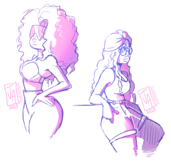 juniperarts:  Here are a few messy sketches of Garnet in some different outfits and hairstyles. Help me I can’t stop drawing her.  