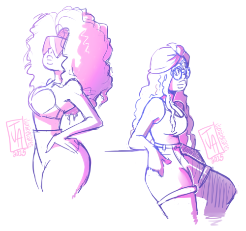 juniperarts: Here are a few messy sketches of Garnet in some different outfits and hairstyles. Help me I can’t stop drawing her.  