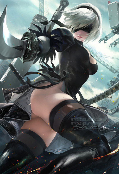 sakimichan: I just gotta paint a piece of 2B from Nier Automata <3 one of my favorite game character designs.good perspective+anatomy practice.nude,PSD+high res,steps,vidprocess etc>https://www.patreon.com/posts/2b-term-48-8408339  