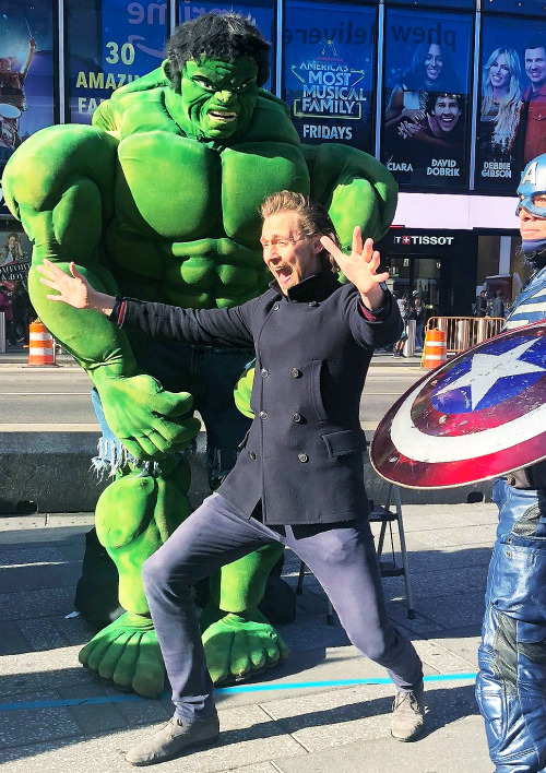 ‘Today I saw Tom Hiddleston acting as Loki himself in Times Square. Pretty awesome!’Tom 