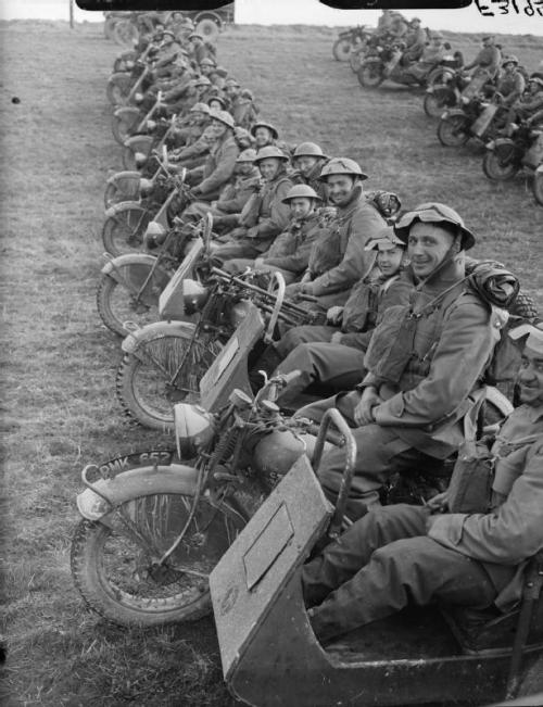 Motorcycle combinations of 4th Northumberland Fusiliers at Fontaine, 20 March 1940