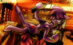 berrypunchreplies:  Just an average night out!! ((A pic I commissioned from DiLeak mod of Incompetent Lightning Dust. My GOD this turned out AMAZING, she looks just so stunningly beautiful, the background is so good the bar looks REAL. The lighting and