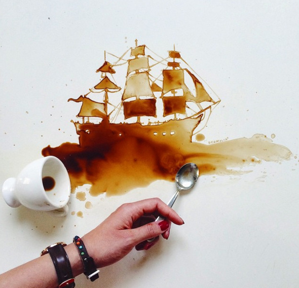 culturenlifestyle:Giulia Bernardelli Paints Intimate Moments of Life With Coffee