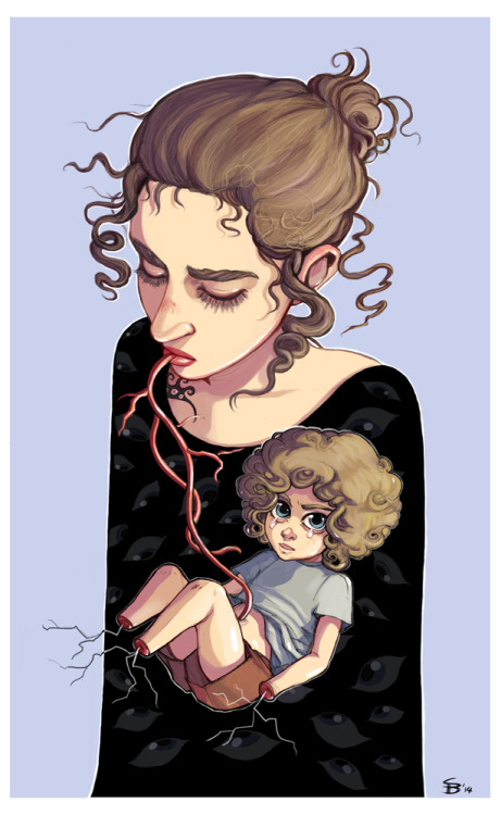 sarabuccellato333:-Self portrait with big eyes.I’m happy about this piece,really, really happy.