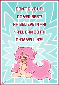 symbianl:    If you’re ever feeling down and uninspired, just remember that a peculiarly puny palm-sized pink pony chibi named Cherry is here to yell sappy motivational lines at ya till ya feel all better! XP﻿ Also, so close to 2500 friends! I’m
