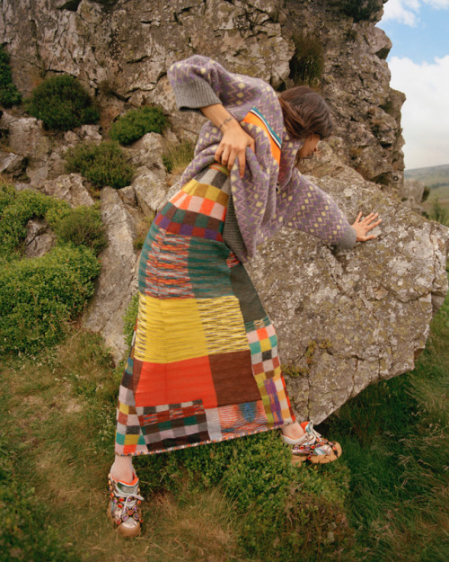 missoni: MissoniFW18 patchwork dress is featured in this Nadine Ijewere shot for WSJ Magazine, styli