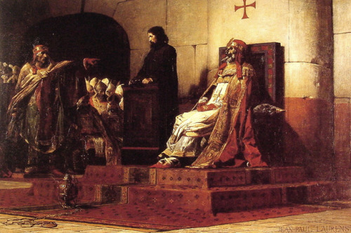 thestrangeandthepeculiar:Jean-Paul Laurens - Pope Formosus and Stephen VI - The Cadaver Synod (1870)