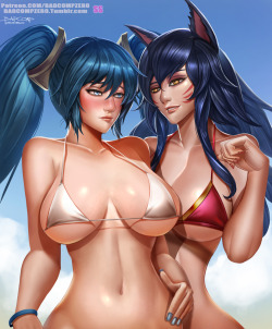 Badcompzero:  Sona X Ahri Sexy Beach  Vip Tier Commission ฺBy Ad-Referendum.deviantart.com/