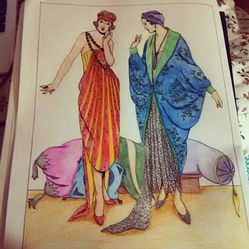 My finished 1920s fashion colouring page. I’m loving this colouring book. I want to find more 
