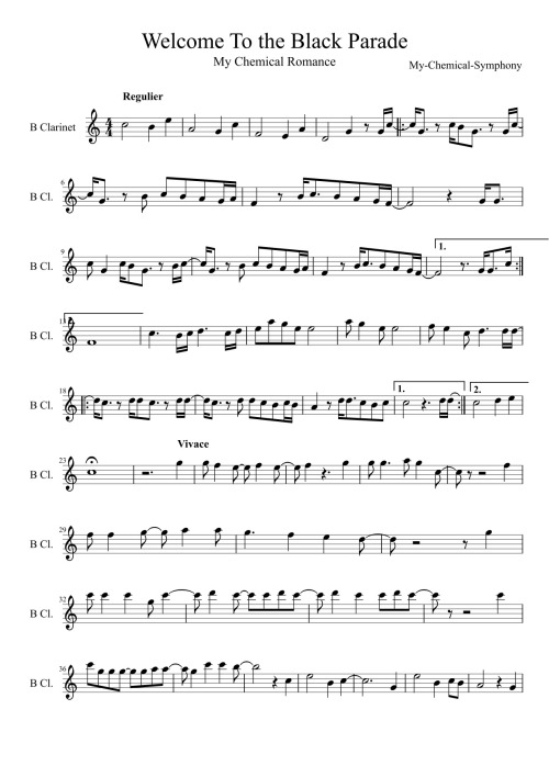 From The Stage To Your Interpretation Solo Arrangement Of Welcome To The Black Parade By