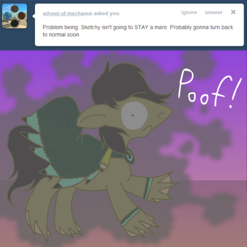 ask-sketchyandastral:  It just fits, er… “differently” now.  - Rough Sketch  Crossdressing stallions, awyiss. 83