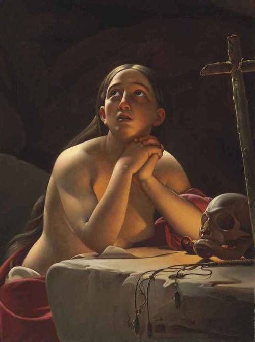 The Penitent Magdalene (1842). Jan Tysiewicz (Polish, 1815-1891). Oil on canvas.The Magdalene looks 