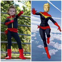 kellysue:  hipnerd:  Stella Grace as “Captain Marvel.”  Best thing is best. 