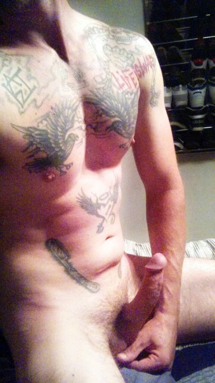brainjock:  Daper gentleman by day…..tatted thug chasing pussy by night. His ink game is exquisite!