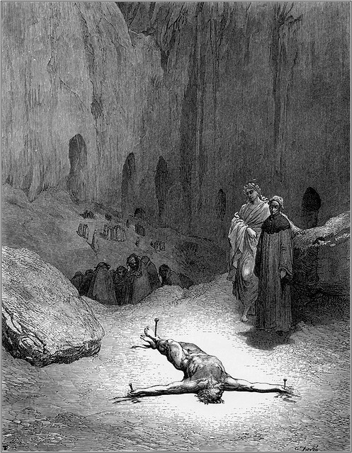 aesza:  gustave_dore_dante_the_hypocrites_crucified_pharisee by yodoelmu on Flickr.