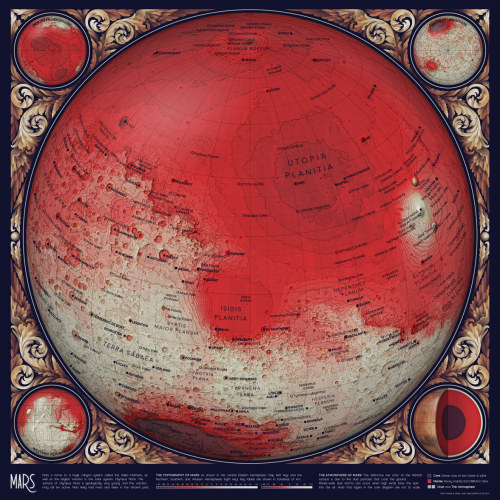 Topographical maps of Mars &amp; Mercury by Eleanor Lutz, 2019