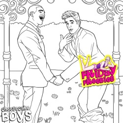 paulrichmondstudio:  It’s a great day for a Cheesecake Boy wedding! &lt;3 Grab the free, uncensored coloring pic of the blushing groom at http://cheesecakeboy.com - you can print it out or color it in your favorite app. It will only be available for