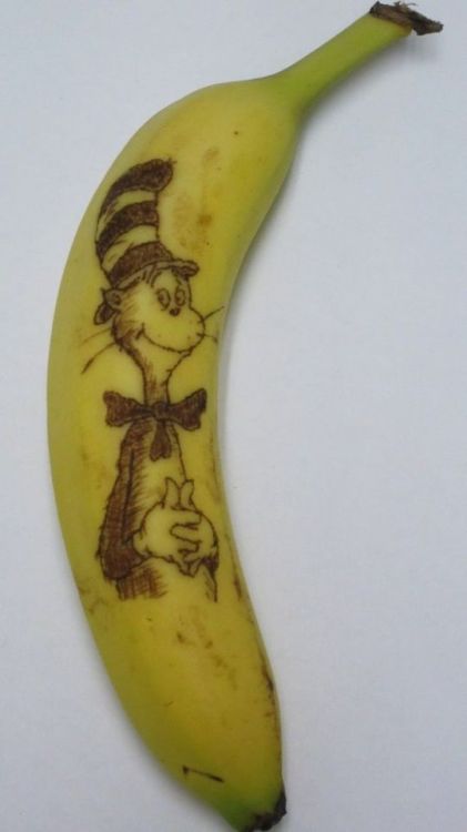 stinker:  THESE BANANAS WERE TATTOOED WITH A TOOTH-PICK.