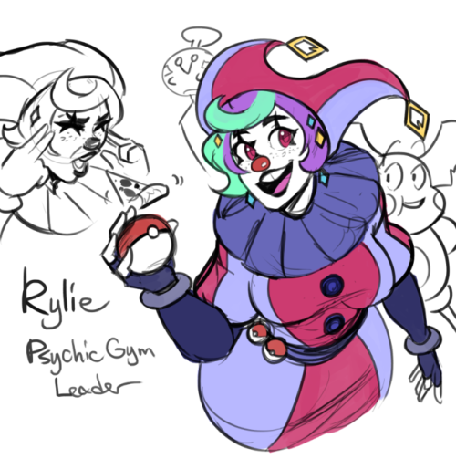 Wanted to post my gym leader OC, Rylie! She’s a clown who wants nothing but to spread laughter and c