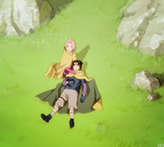 cloudhae:  Under The Same Sky. - Sasuke and Sakura as a couple in the last scene