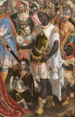 acolorblue:  Details of ‘The Adoration Of The Magi’Maerten de Vos, 1550.