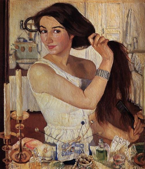 zinaida-serebriakova:At the dressing table, 1909, Zinaida Serebriakova