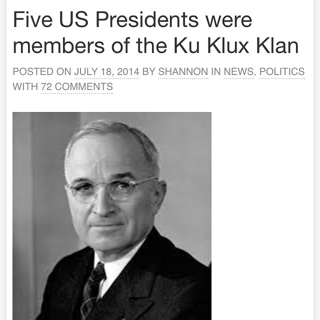 revolutionary-mindset:  The first U.S. President who was a KKK member was William